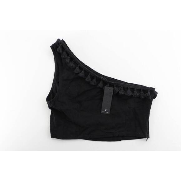 Lulus black one strap cropped bandeau top womens medium coquette girlcoreblock - Picture 3 of 7